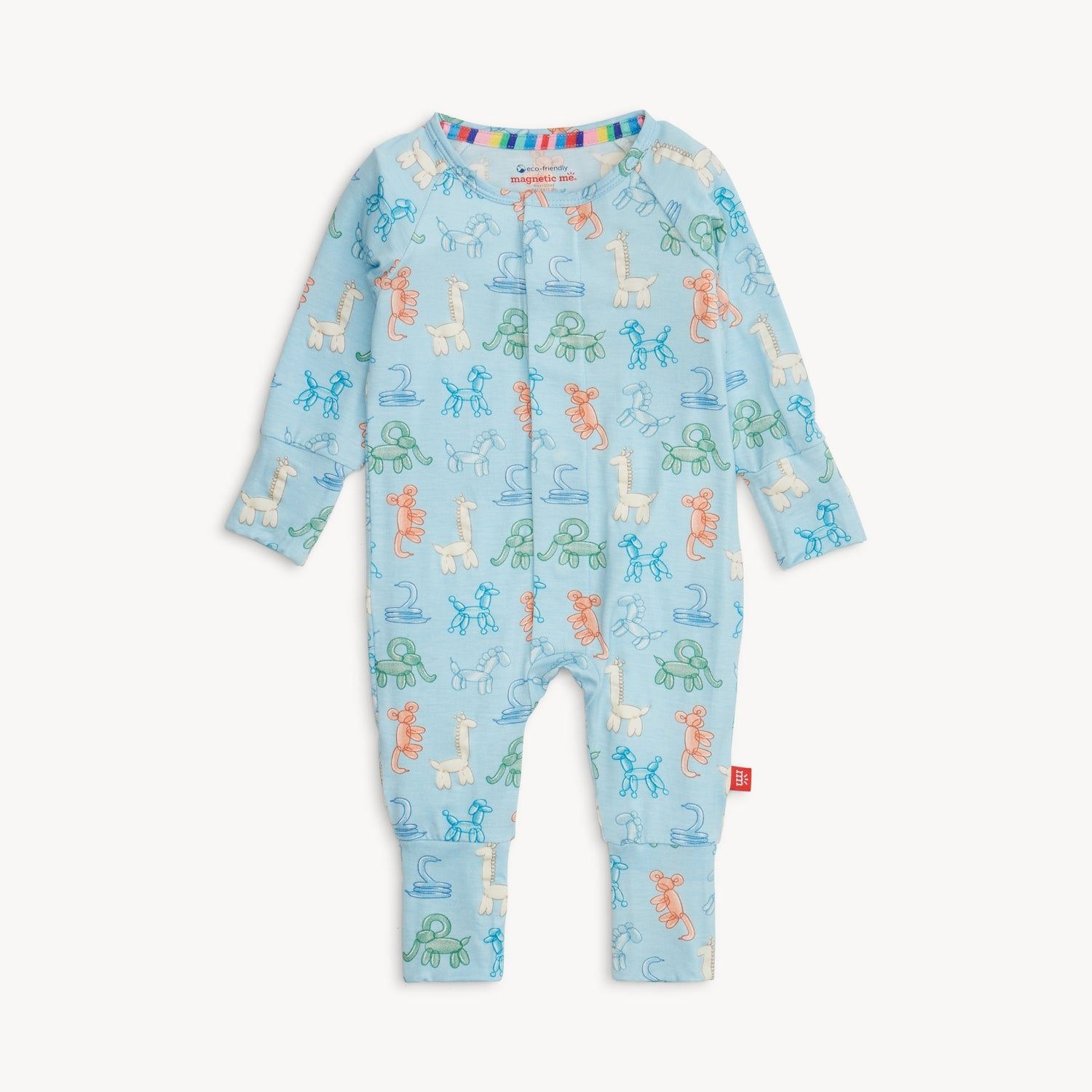 Magnetic Me  &quot;Blue Party animals&quot;  eco friendly modal magnetic convertible coverall- glows in the dark!
