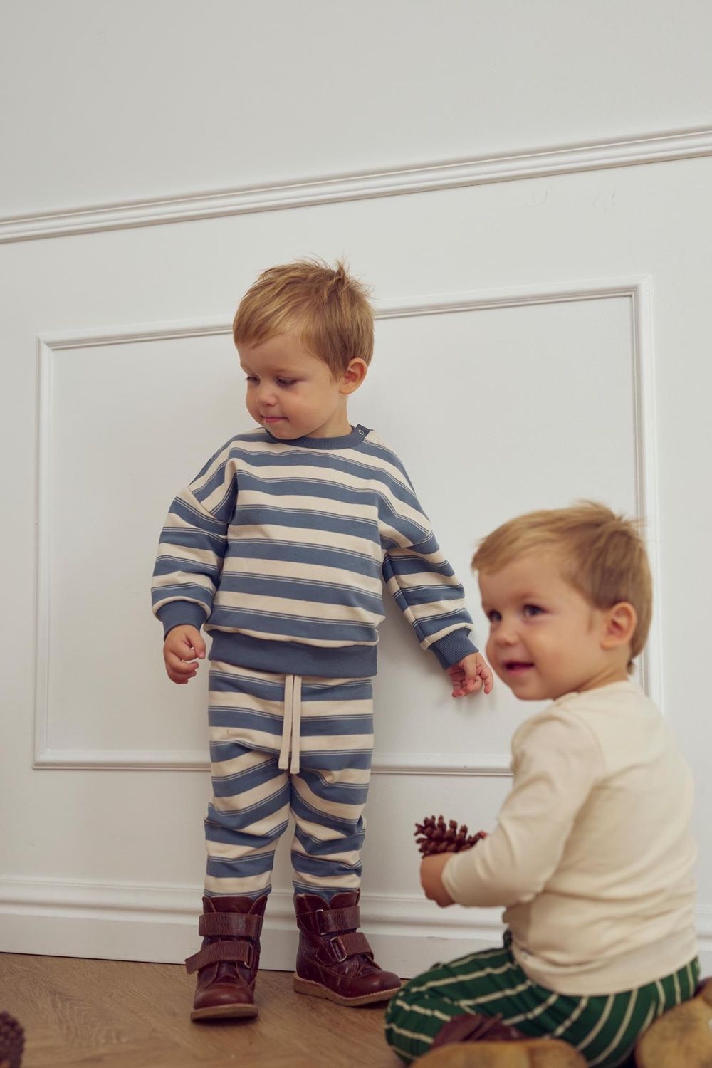 Fall Musli  organic cotton 2 piece striped sweatshirt set