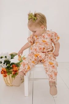 Ollie Jay puffed Rosie romper in boho floral