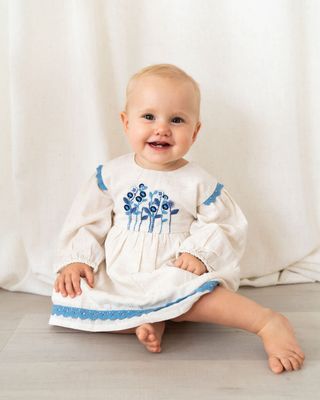 Viverano Organics  matera  embroidered dress and bloomer (organic)-natural
