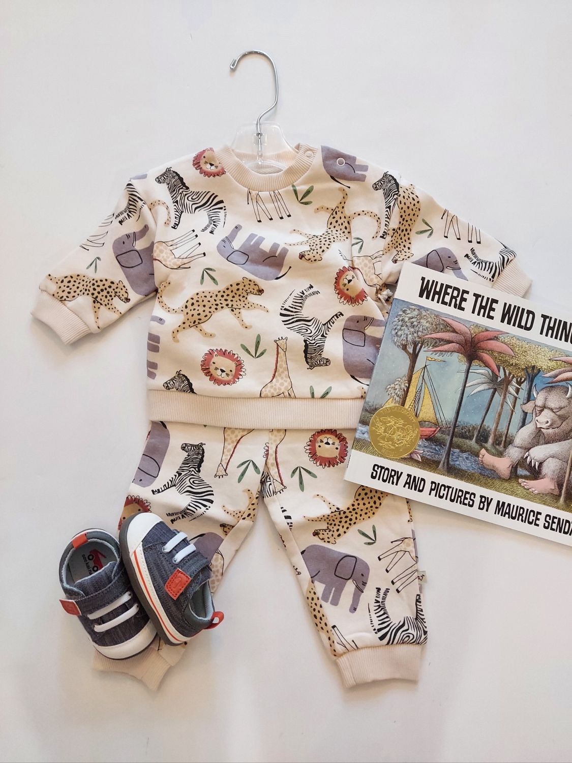 Viverano Organics  Animal safari baby sweatshirt and jogger set (organic) cotton