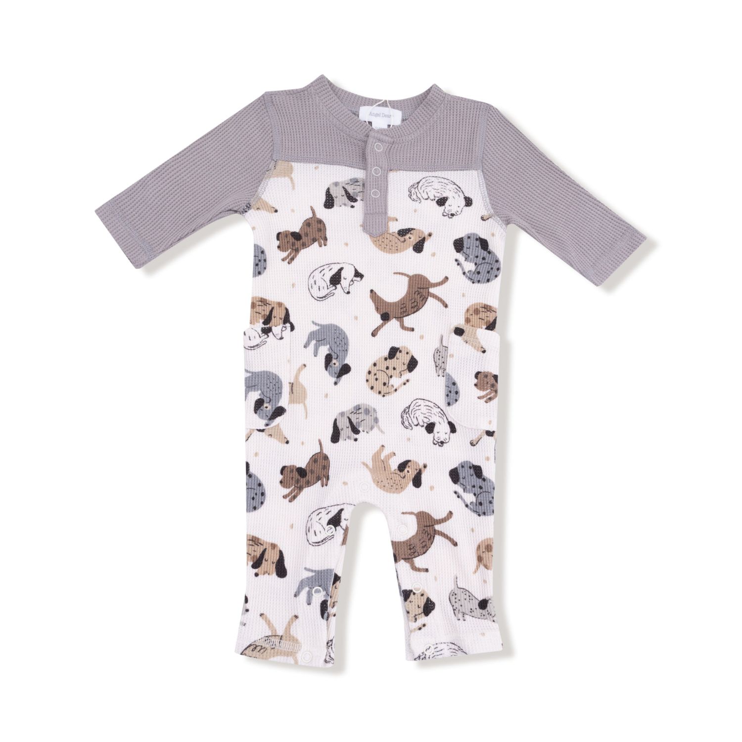 Angel Dear 100% cotton waffle weave cozy pups romper