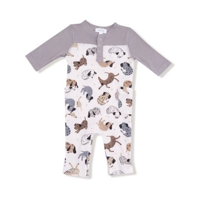 Angel Dear 100% cotton waffle weave cozy pups romper