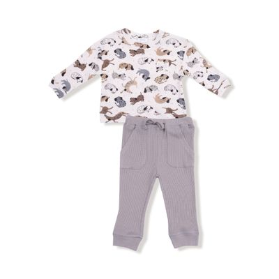 Angel Dear 100% cotton waffle weave cozy pups 2 piece set