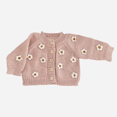The Blueberry Hill classic cardigan sweater- flower blush