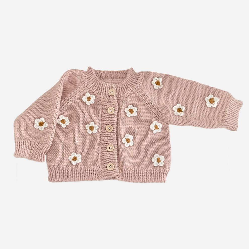 The Blueberry Hill classic cardigan sweater- flower blush