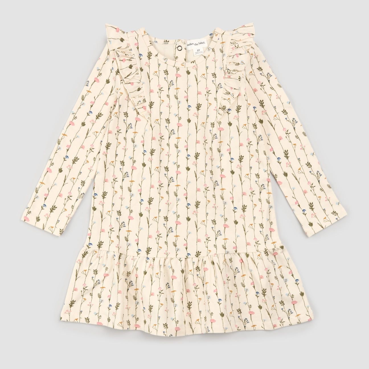 Miles the Label girls long sleeve floral  jersey dress-organic cotton
