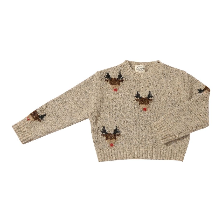 Me &amp; Henry reindeer sweater-rudy in beige