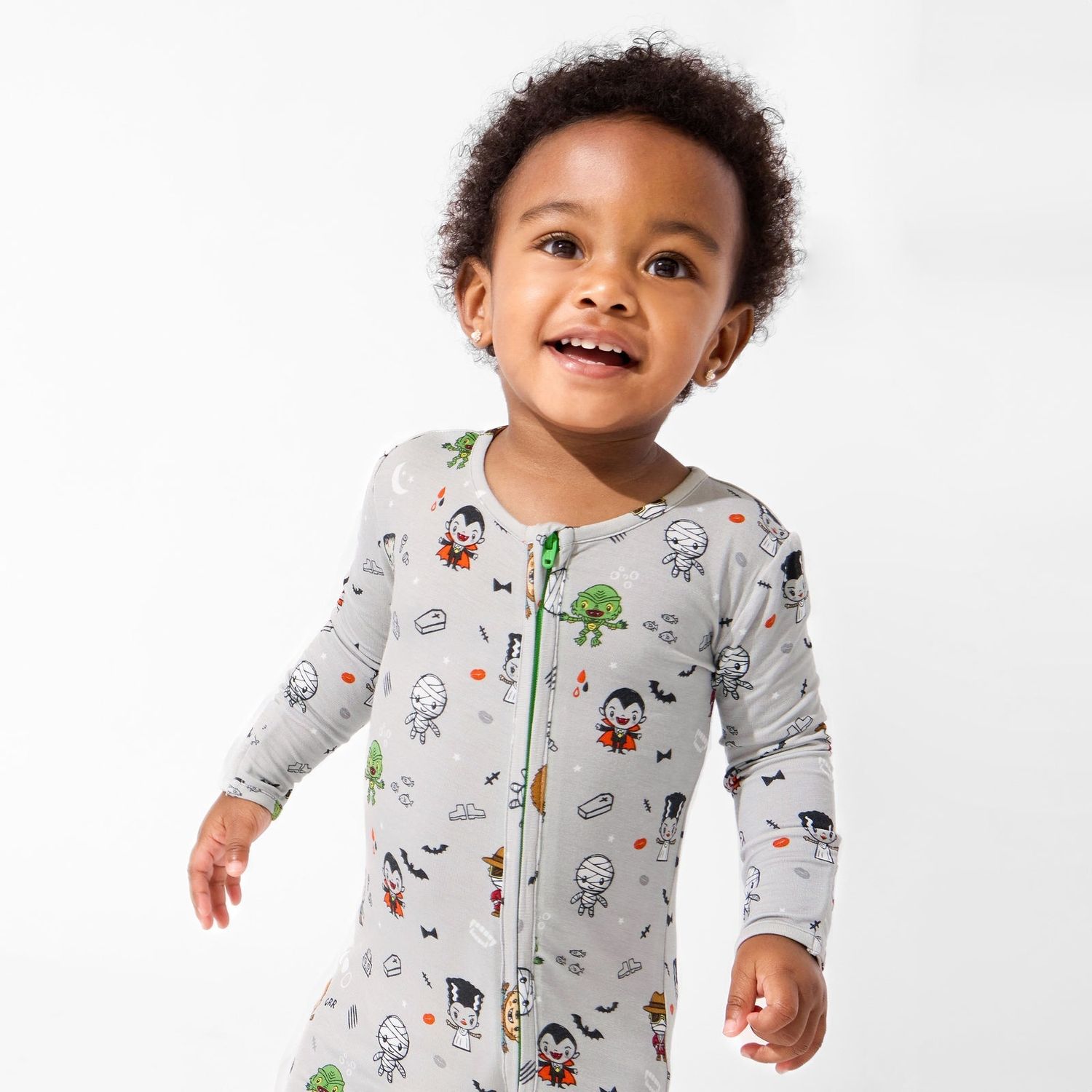 Bellabu Bear Bamboo long sleeve pajama convertible coverall- Little Monsters