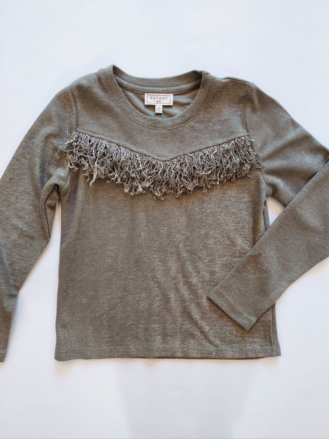 Hayden Girls Fall Fringed Textured knit pullover-tween