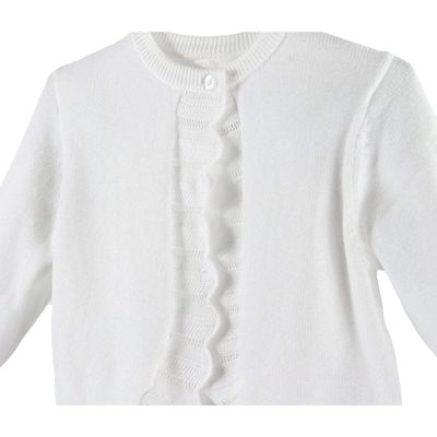 Petit Ami white cotton scallop edged sweater