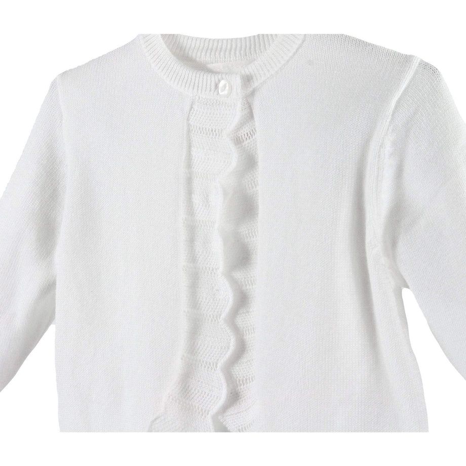 Petit Ami white cotton scallop edged sweater