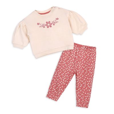 Viverano Organics organic cotton sweat outfit set- pink leopard print
