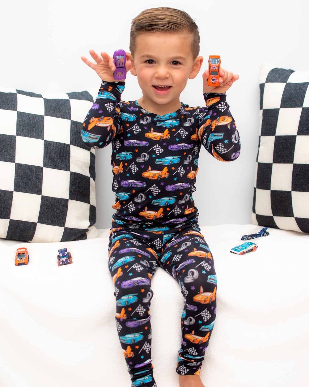 Lev Baby Bamboo long sleeve race car pajama set- Elias
