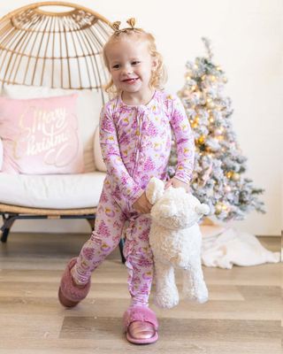 Lev Baby  Bamboo Kristina ruffle holiday convertible romper- 2 way zipper