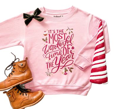 Holland Ave "Most wonderful time of the year" pink sweatshirt-100% cotton