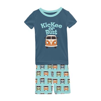 Kickee Pants Bamboo short sleeve shorts pajama set- summer sky vintage vans