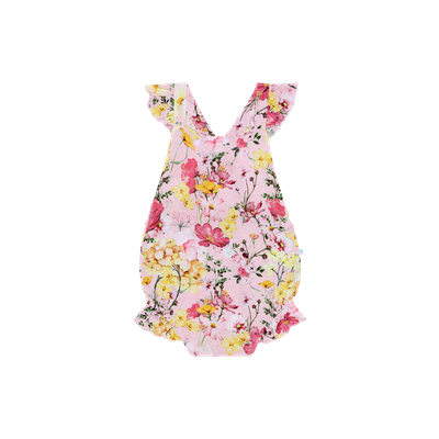 Posh Peanut Bamboo ruffled strap bubble romper- Gaia