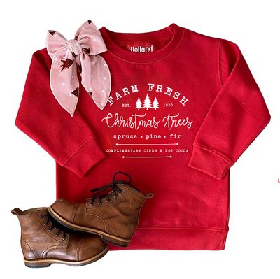 Holland Ave "Fresh Farm Christmas Tree red sweatshirt-100% cotton