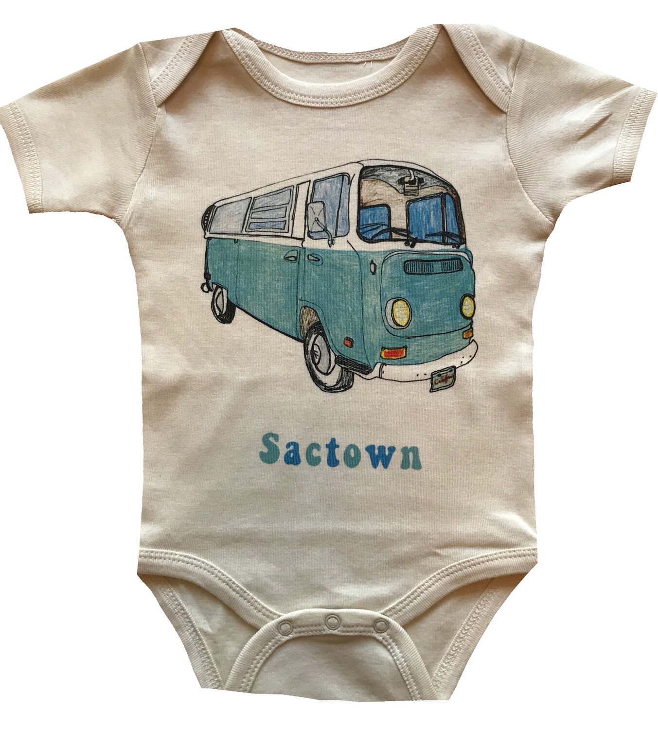 Orange Heat "Sactown" Bus Onesie - Natural