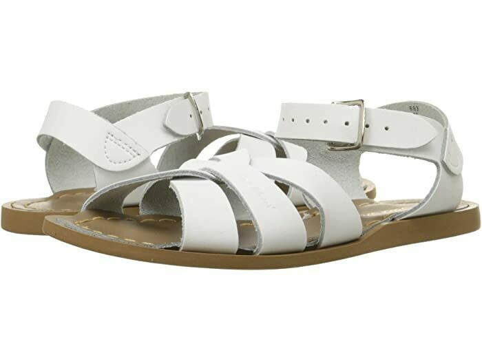 Salt Water Sandals Leather Water Safe Sandals - White- hook &amp; loop
