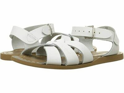 Salt Water Sandals Leather Water Safe Sandals - White- hook &amp; loop