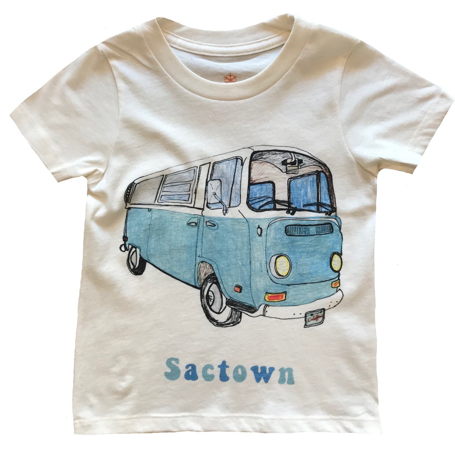 Orange Heat VW Bus "Sactown" Graphic Tee - Natural