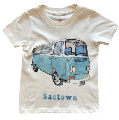 Orange Heat VW Bus "Sactown" Graphic Tee - Natural