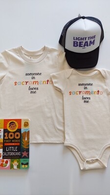Morado Designs "Someone loves me in Sacramento" organic cotton bodysuit onesie