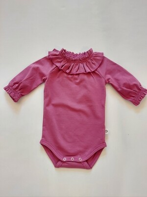 Musli organic cotton ruffle collar bodysuit-Boysenberry