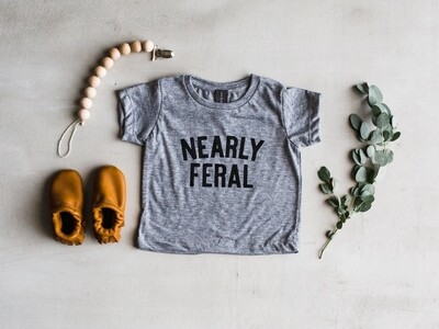 Gladfolk organic grey cotton short sleeved Nearly Feral  T Shirt