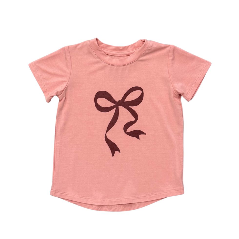 Baby Sprouts bamboo ribbon S/S Top- rose colored