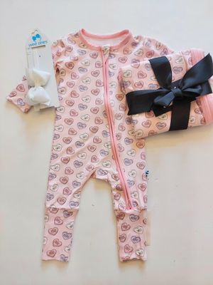 Kickee Pants convertible coverall- 2 way zipper- Candy Hearts