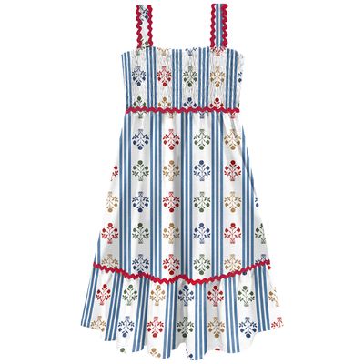 Brazilian Nanai cotton blue/red floral dress