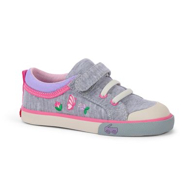 See Kai Run Kristin gray jersey/garden embroidered  sneakers