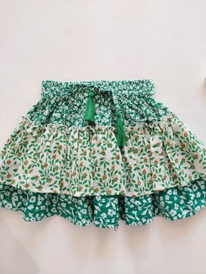 Joyous and Free Green Ditzy 3 print floral green ruffle skirt