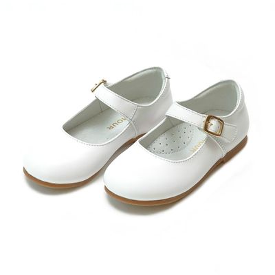 L'Amour  Rebecca white leather mary Jane shoe-dressy flat