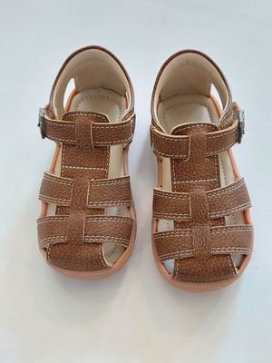 L'amour  Arlen chestnut brown leather sandals-hook and loop