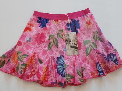 Hannah Banana Tropical print godet skort- pink multi colored