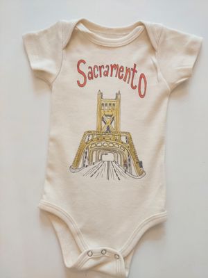 Orange Heat "Sactown"Sacramento  Bridge Onesie - Natural organic