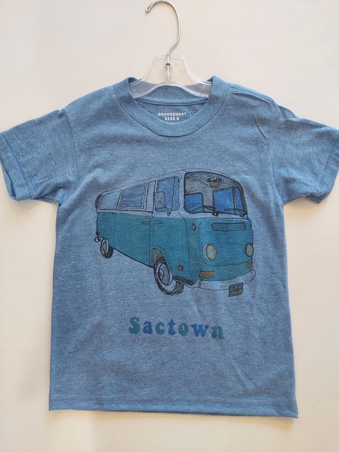 Orange Heat VW Bus "Sactown" Graphic Tee - Blue