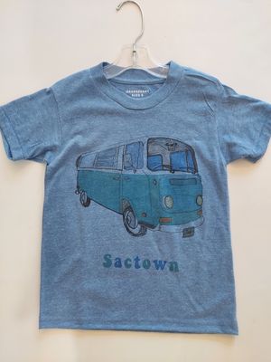 Orange Heat VW Bus "Sactown" Graphic Tee - Blue
