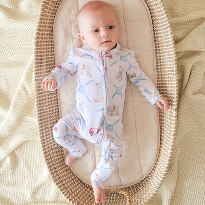 Posh Peanut Bamboo Oxford convertible  zippered one piece-2 way zipper- baby print