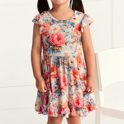 Posh Peanut Bamboo Mary Lou Ruffled floral twirl dress