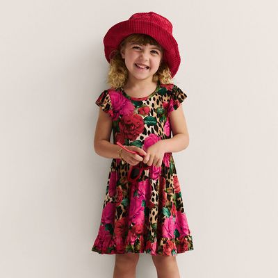 Posh Peanut Bamboo Wild Roses ruffled twirl dress