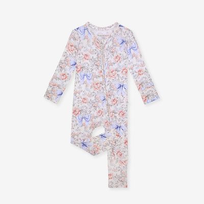 Posh Peanut Bamboo Agatha convertible  zippered one piece-2 way zipper- floral with ribbons