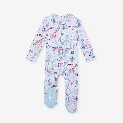 Posh Peanut Bamboo Cirque  zippered one piece-2 way zipper footie- baby print
