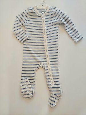 Angel Dear modal vintage stripe blue- 2 way zipper footie