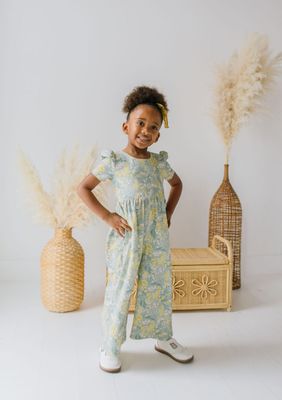 Ollie Jay Puff Leggy Romper in sunlit Sage