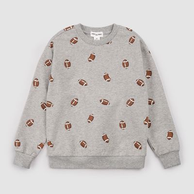 Miles the Label  organic cotton L/S mock grey football  sweatshirt